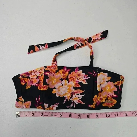Volcom Black Orange Bikini Top Tie Back Swimsuit Padded Bra Swimwear Size XS - Picture 3 of 4
